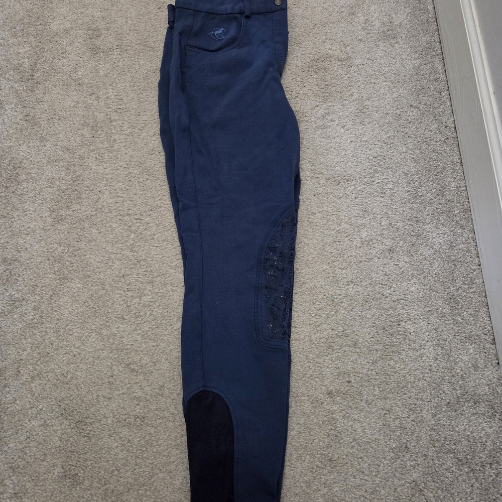 Piper - Knit Navy Riding Breeches with Silicone Knee Patch